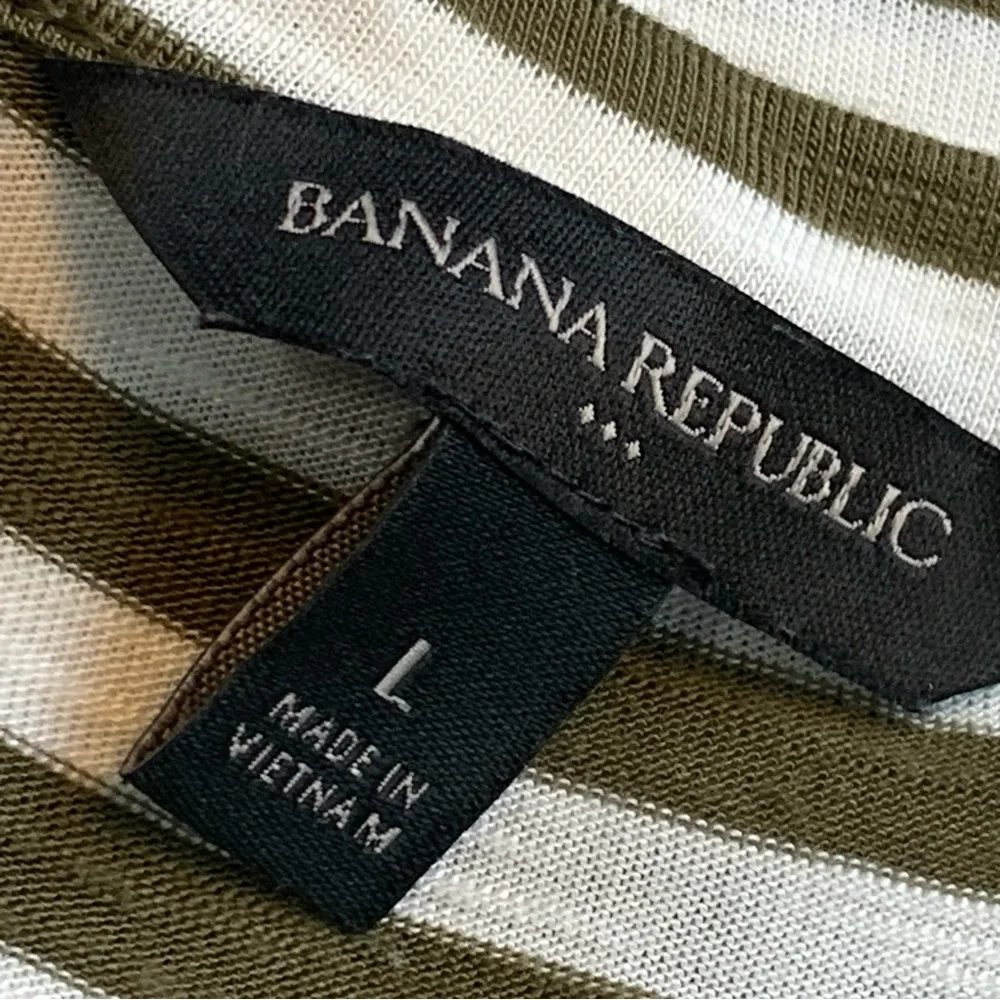 BANANA REPUBLIC Striped Swim Coverup Large Olive White